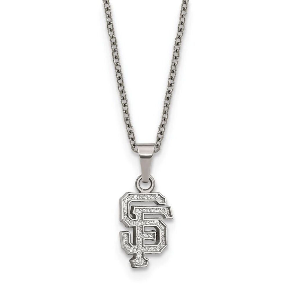Stainless Steel MLB San Francisco Giants Small S-F Necklace, 18-20 In
